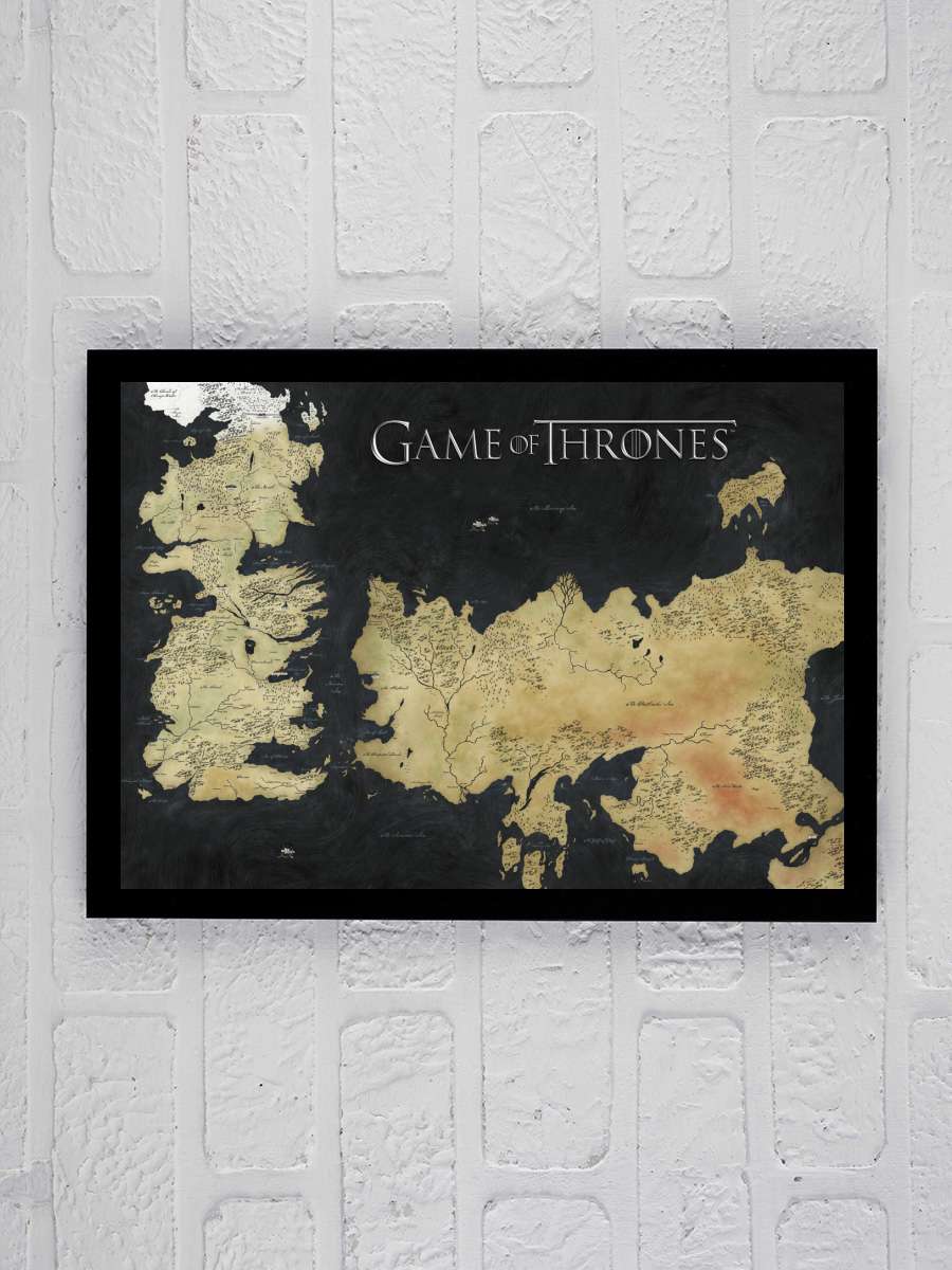 Game of Thrones - Westeros Map Film Poster Tablo Siyah Çerçeveli Yüksek Kalite Film Duvar Tablo