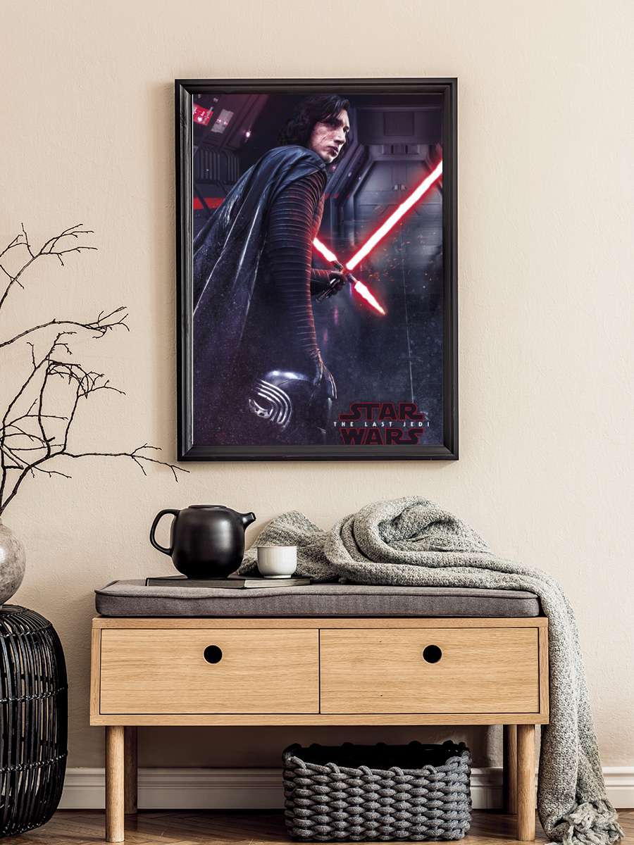 Star Wars VIII: Last of the Jedi - Kylo Ren Film Poster Tablo Siyah Çerçeveli Yüksek Kalite Film Duvar Tablo