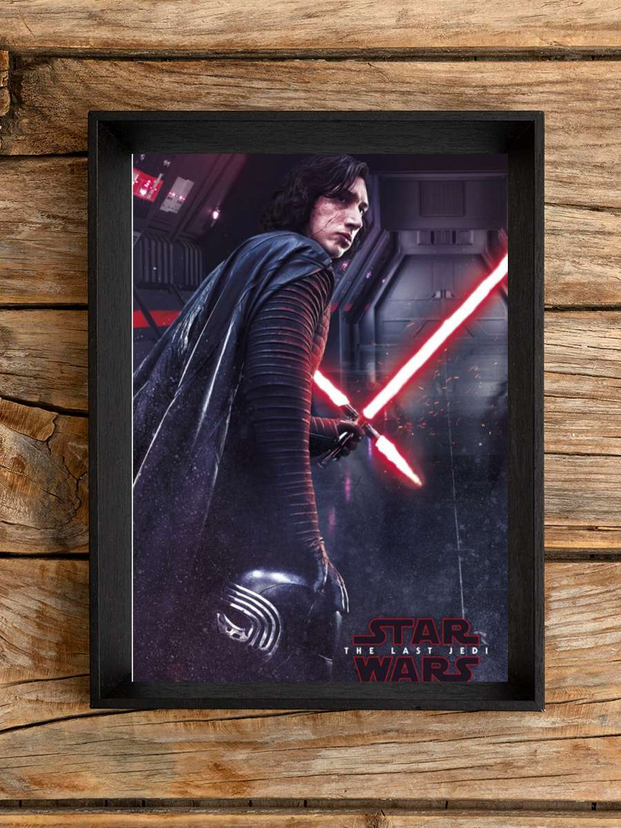 Star Wars VIII: Last of the Jedi - Kylo Ren Film Poster Tablo Siyah Çerçeveli Yüksek Kalite Film Duvar Tablo