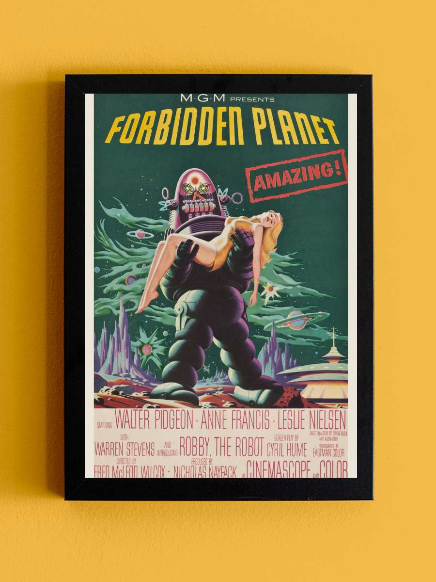 Forbidden Planet (Vintage… (Vintage Cinema / Retro Movie Theatre… Film Poster Tablo Siyah Çerçeveli Yüksek Kalite Film Duvar Tablo