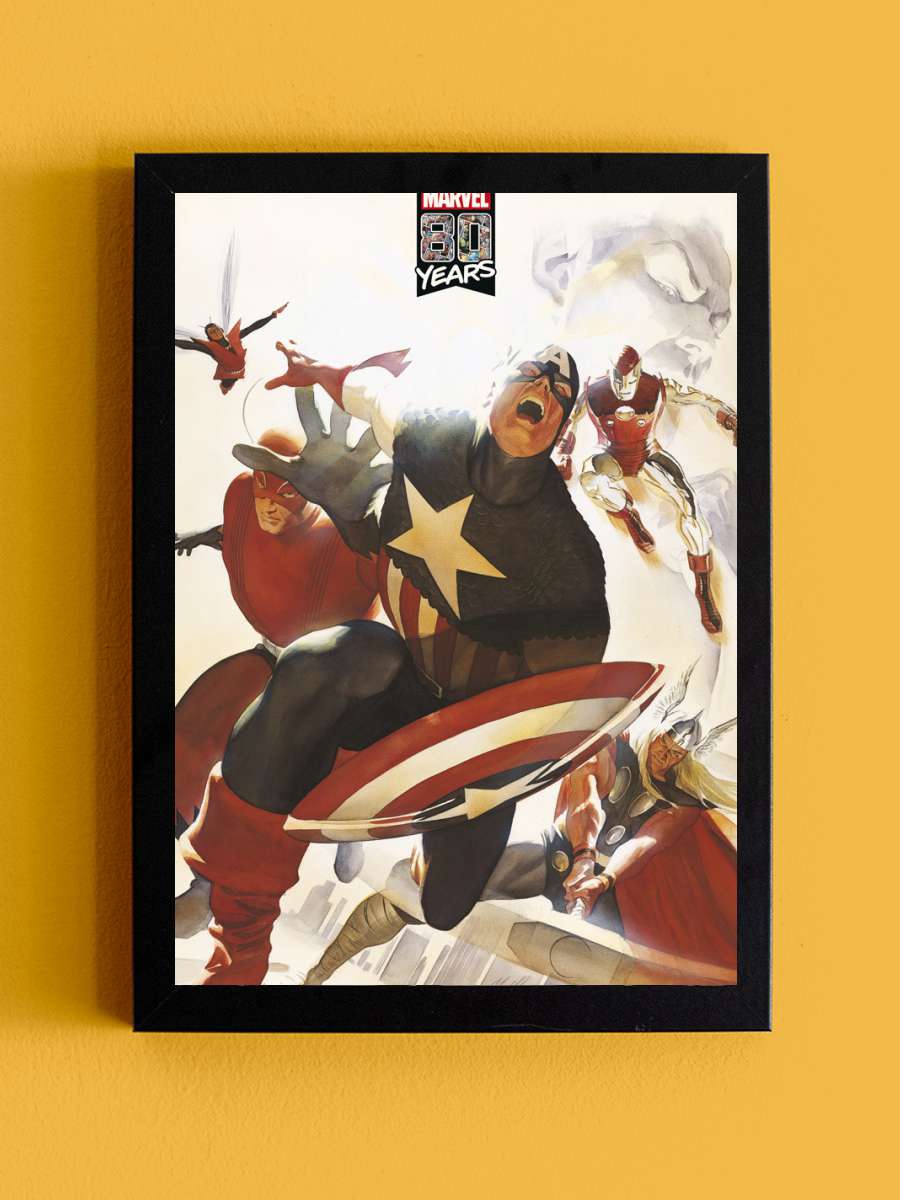 Marvel - 80 Years Avengers Film Poster Tablo Siyah Çerçeveli Yüksek Kalite Film Duvar Tablo