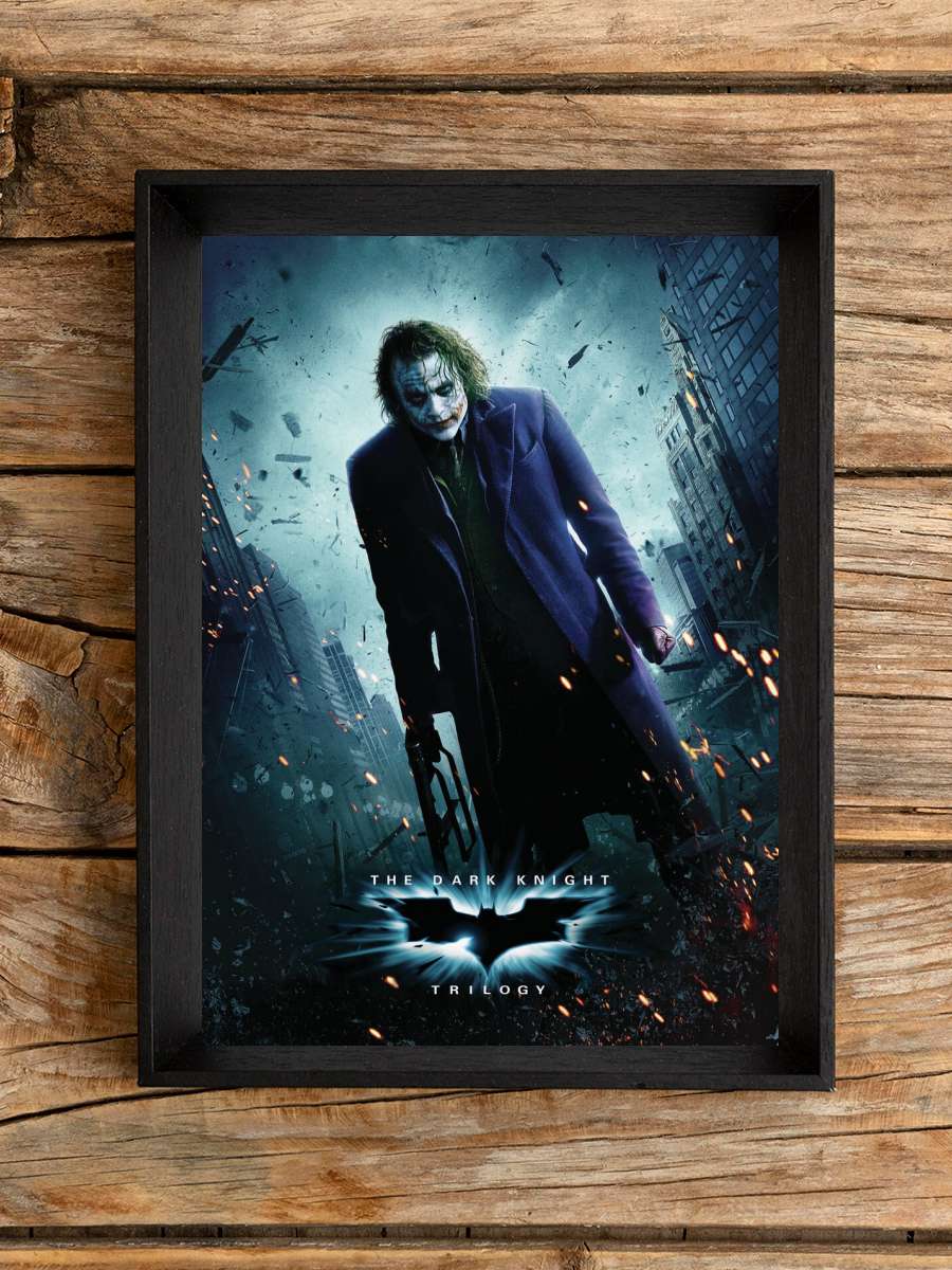 The Dark Knight Trilogy - Joker Film Poster Tablo Siyah Çerçeveli Yüksek Kalite Film Duvar Tablo