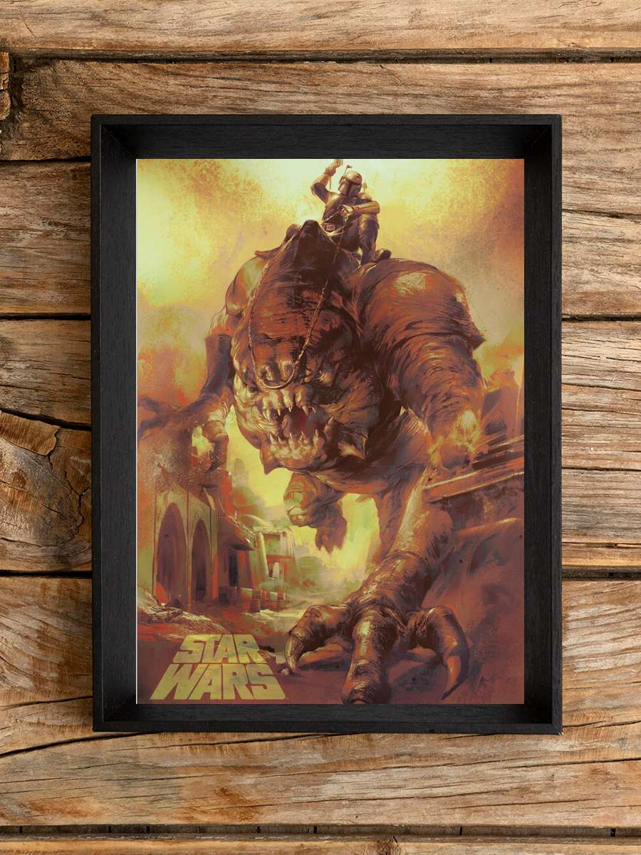 Star Wars: The Book of Boba Fett - Rancor Ride Film Poster Tablo Siyah Çerçeveli Yüksek Kalite Film Duvar Tablo