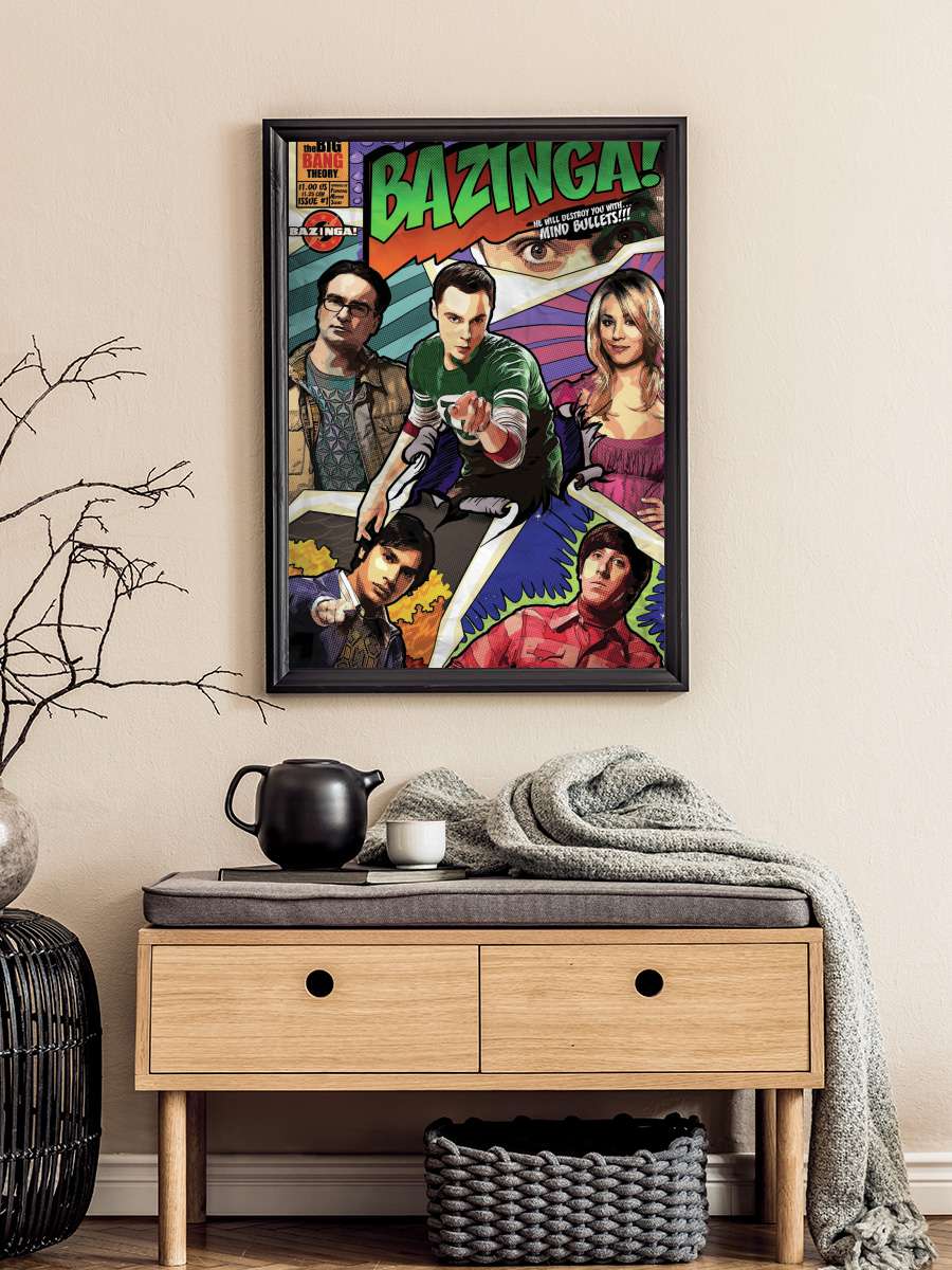 The Big Bang Theory - Bazinga Film Poster Tablo Siyah Çerçeveli Yüksek Kalite Film Duvar Tablo