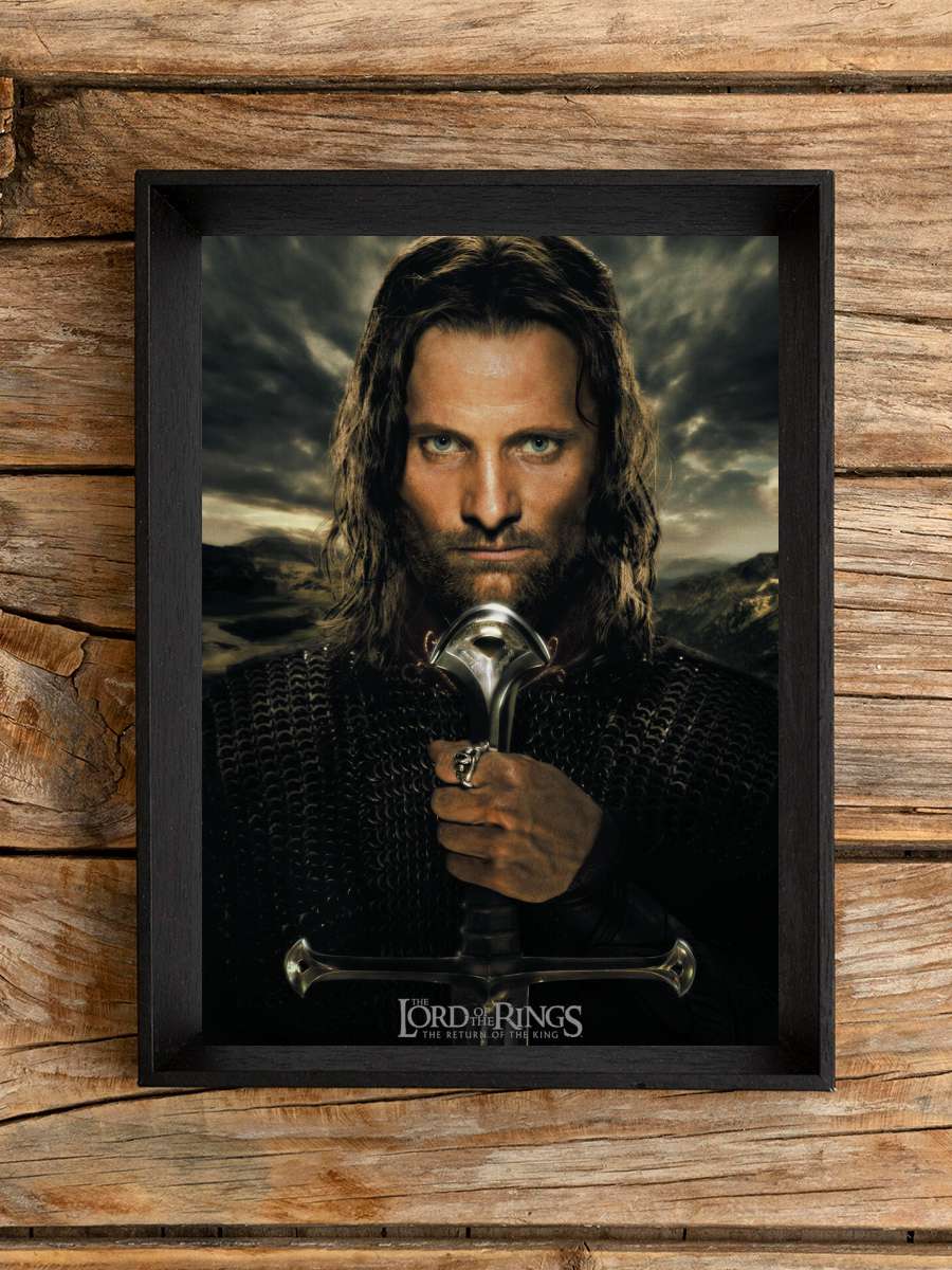 The Lord of the Rings - Aragon Film Poster Tablo Siyah Çerçeveli Yüksek Kalite Film Duvar Tablo