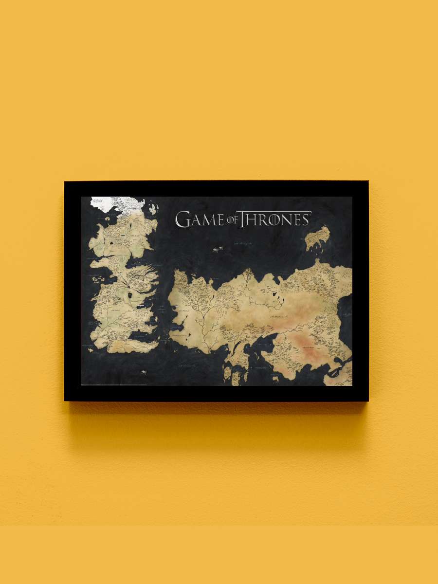 Game of Thrones - Westeros Map Film Poster Tablo Siyah Çerçeveli Yüksek Kalite Film Duvar Tablo