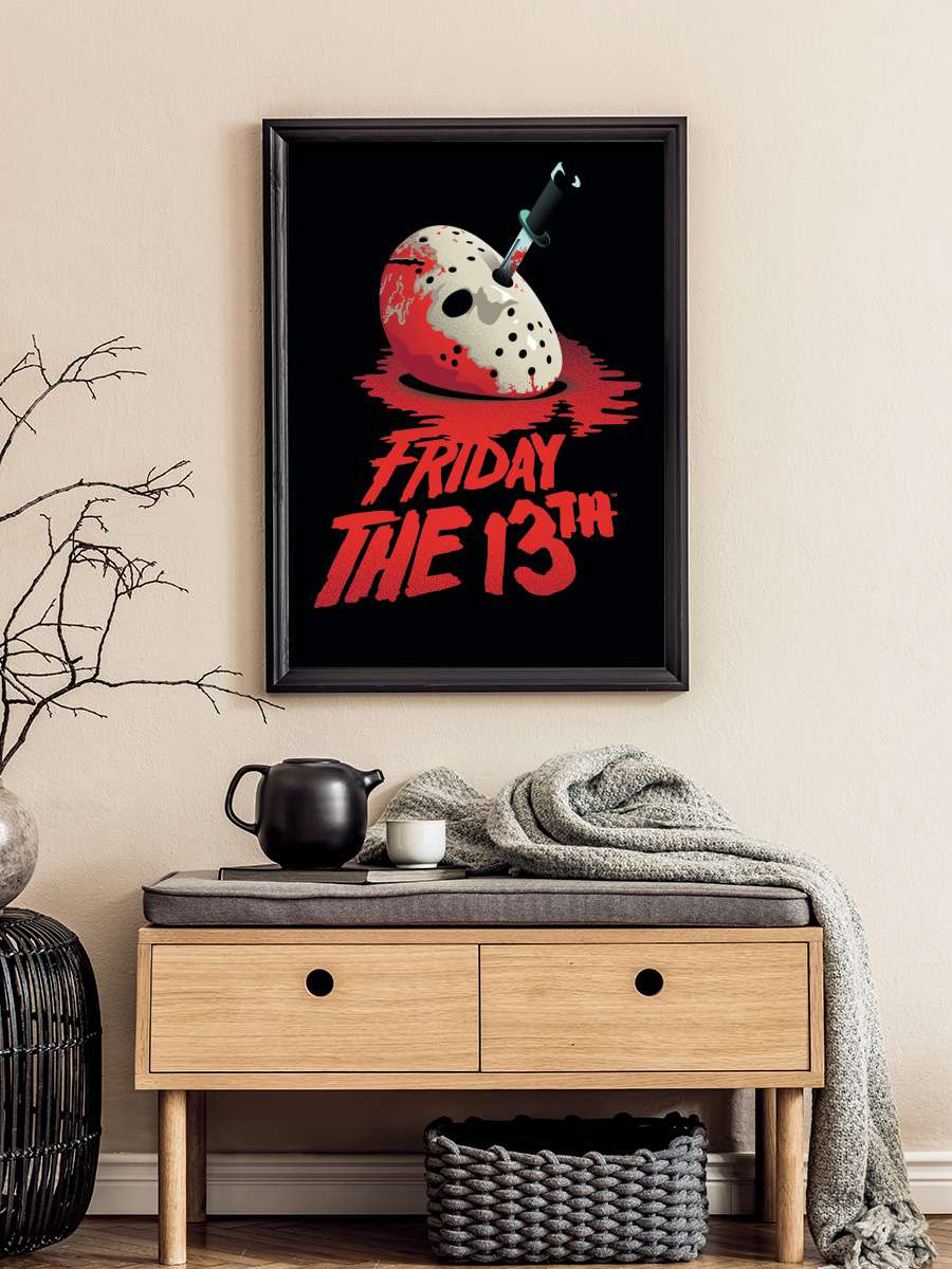 Friday the 13th - Blockbuster Film Poster Tablo Siyah Çerçeveli Yüksek Kalite Film Duvar Tablo