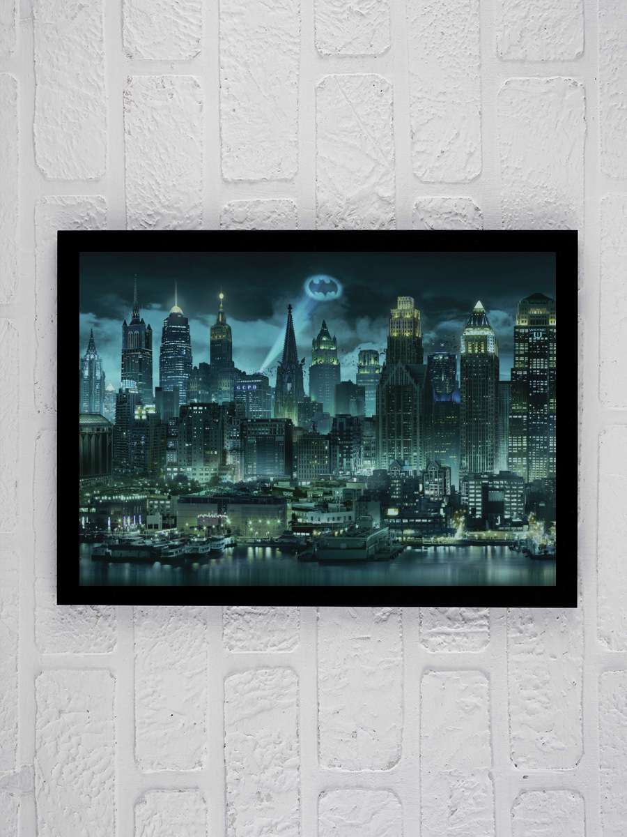 Batman - Night City Film Poster Tablo Siyah Çerçeveli Yüksek Kalite Film Duvar Tablo