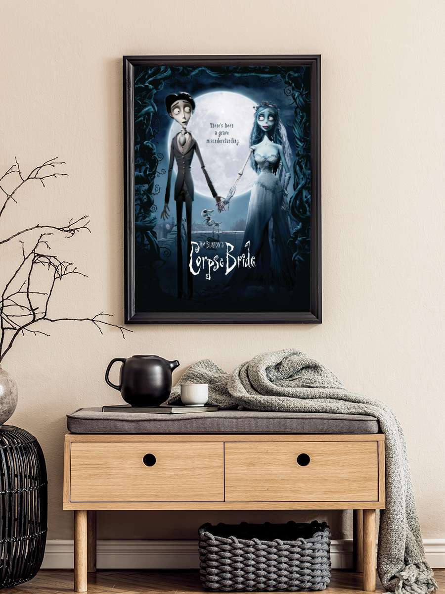 Corpse Bride - Victor & Emily Film Poster Tablo Siyah Çerçeveli Yüksek Kalite Film Duvar Tablo