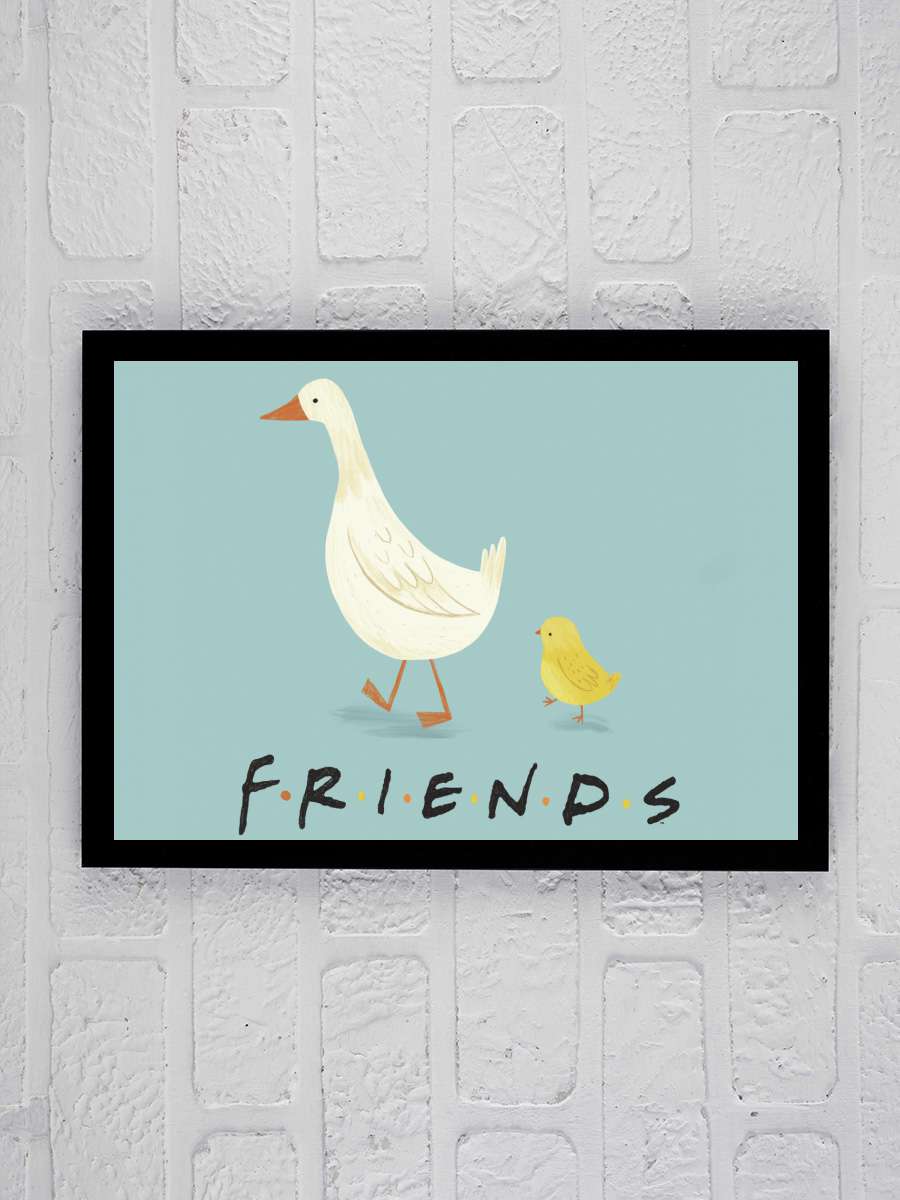 Friends - Chick and duck Film Poster Tablo Siyah Çerçeveli Yüksek Kalite Film Duvar Tablo