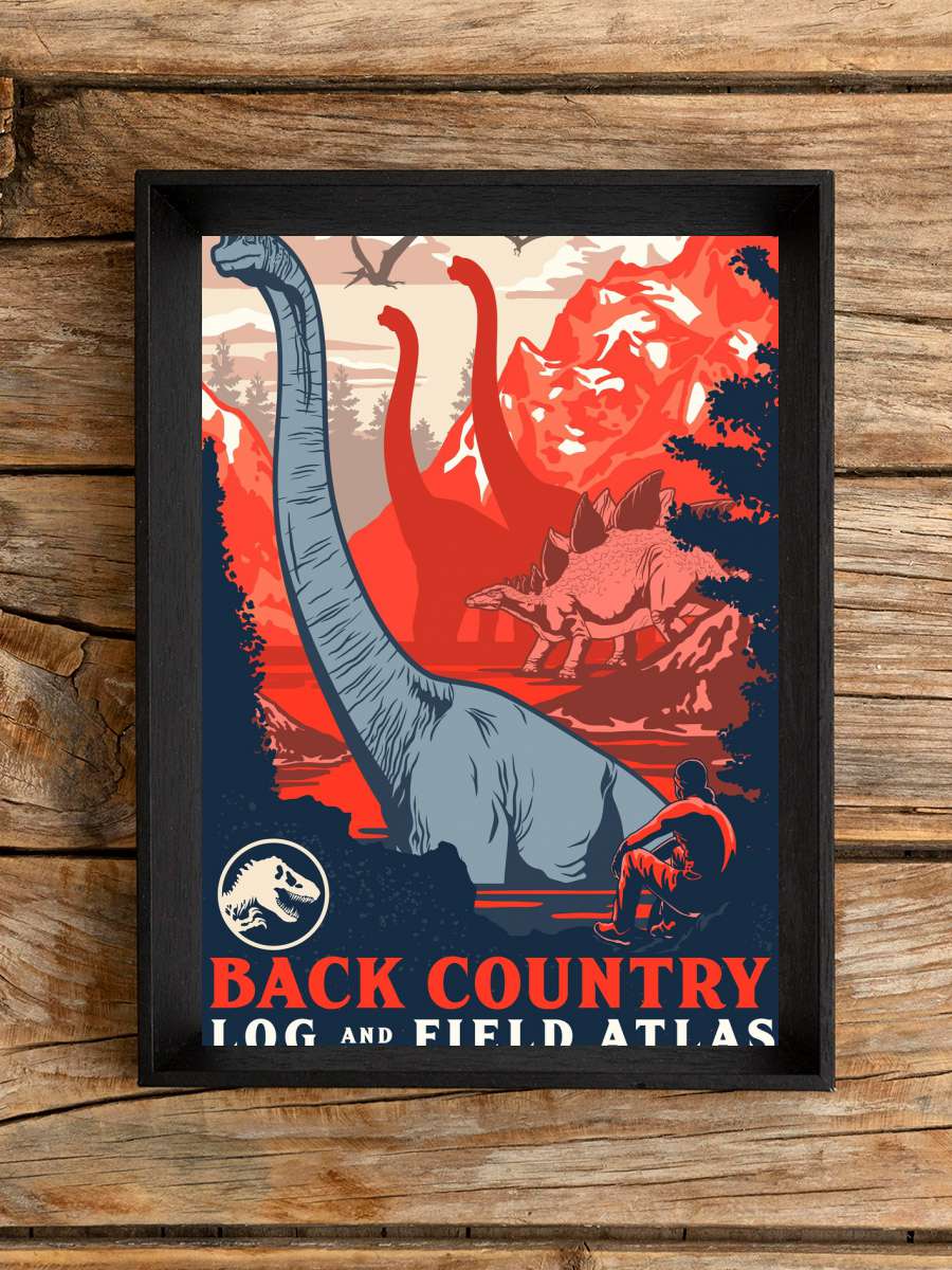 Jurassic World - Back Country Film Poster Tablo Siyah Çerçeveli Yüksek Kalite Film Duvar Tablo