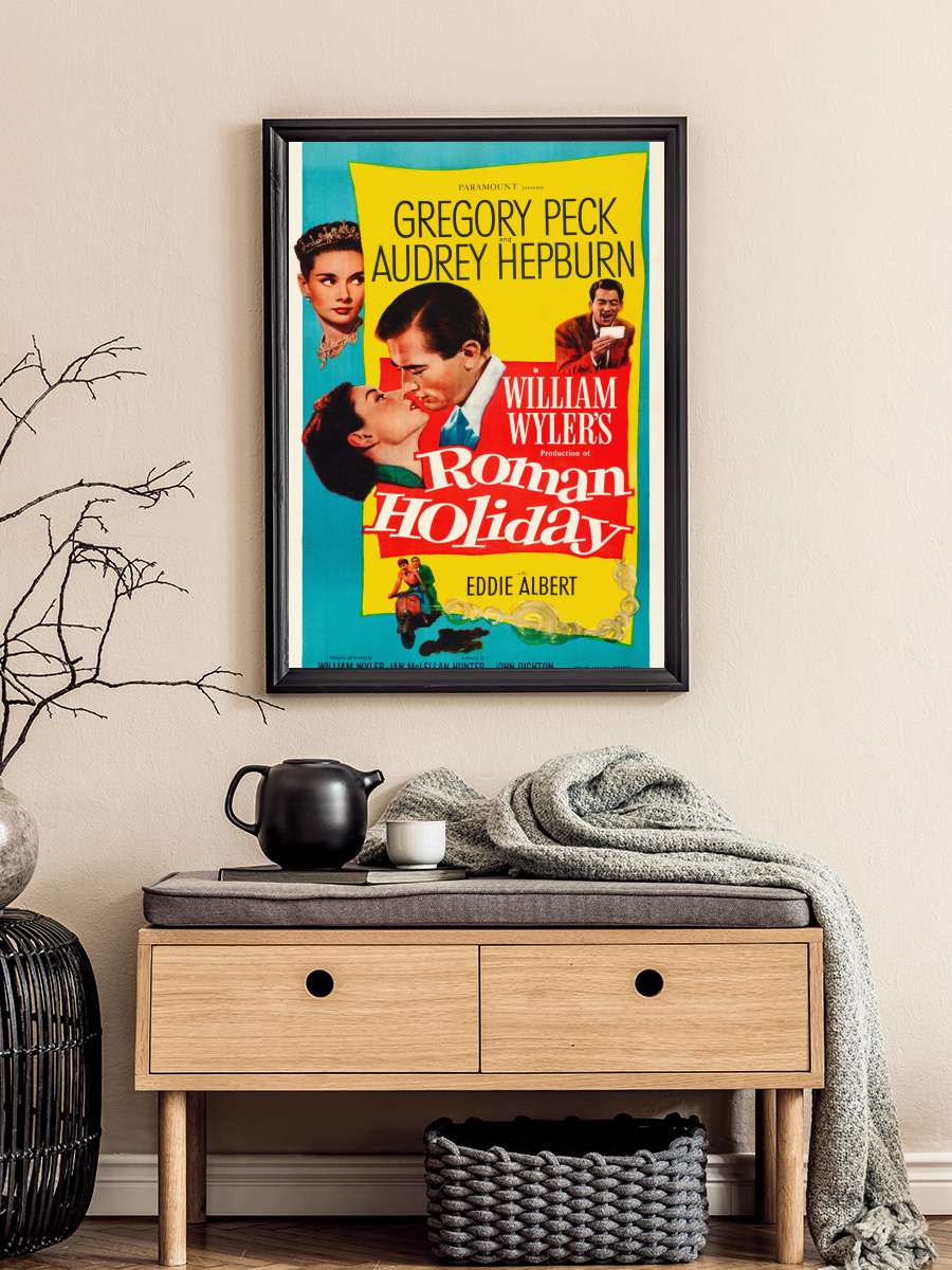 Roman Holiday, Ft. Audrey… Audrey Hepburn & Gregory Peck … Film Poster Tablo Siyah Çerçeveli Yüksek Kalite Film Duvar Tablo