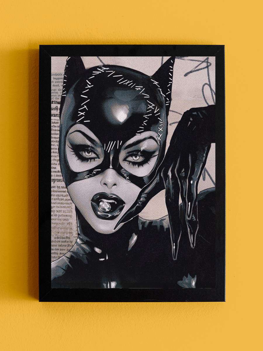 Catwoman - Black Suit Film Poster Tablo Siyah Çerçeveli Yüksek Kalite Film Duvar Tablo