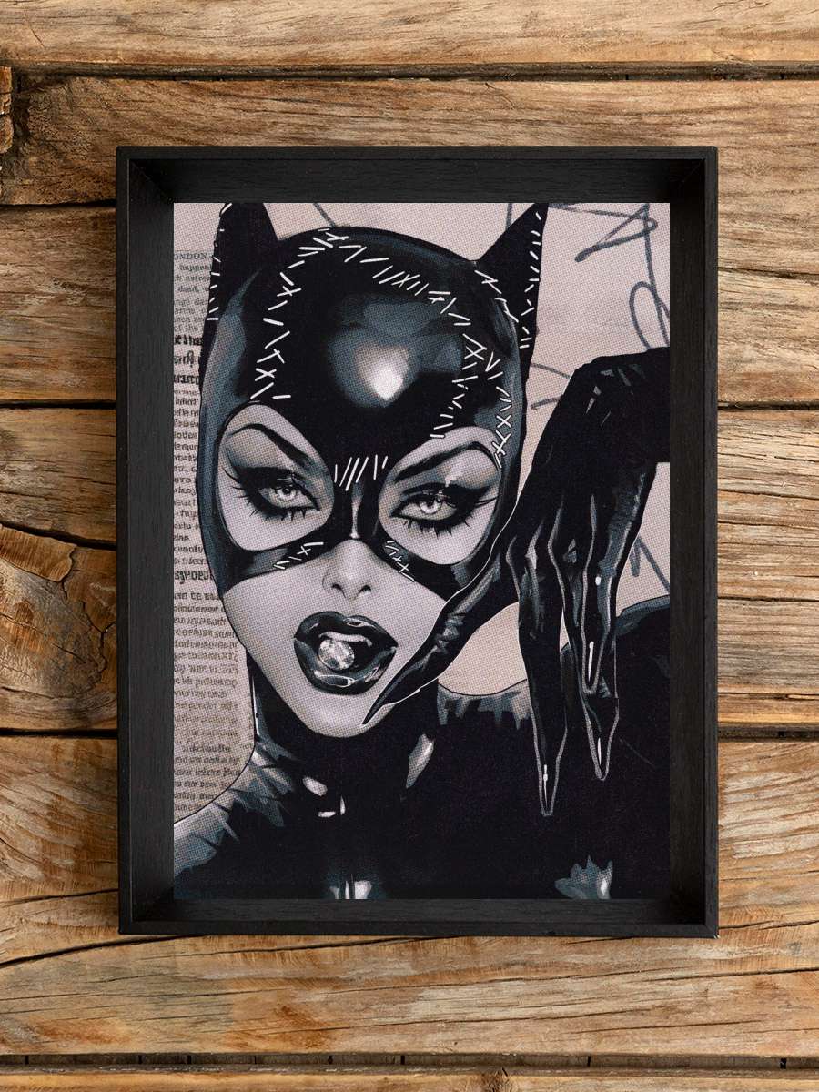 Catwoman - Black Suit Film Poster Tablo Siyah Çerçeveli Yüksek Kalite Film Duvar Tablo