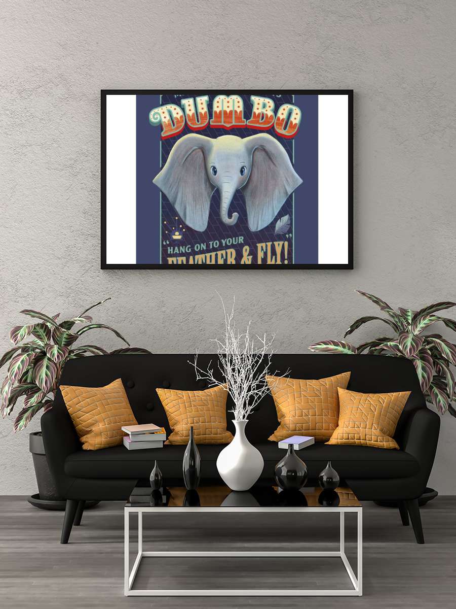 Disney - Dumbo Film Poster Tablo Siyah Çerçeveli Yüksek Kalite Film Duvar Tablo