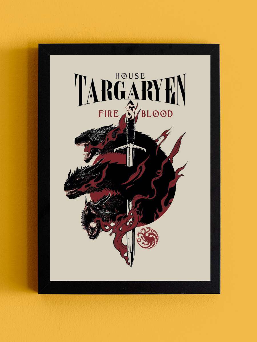 Game of Thrones - House… House Targaryen Film Poster Tablo Siyah Çerçeveli Yüksek Kalite Film Duvar Tablo