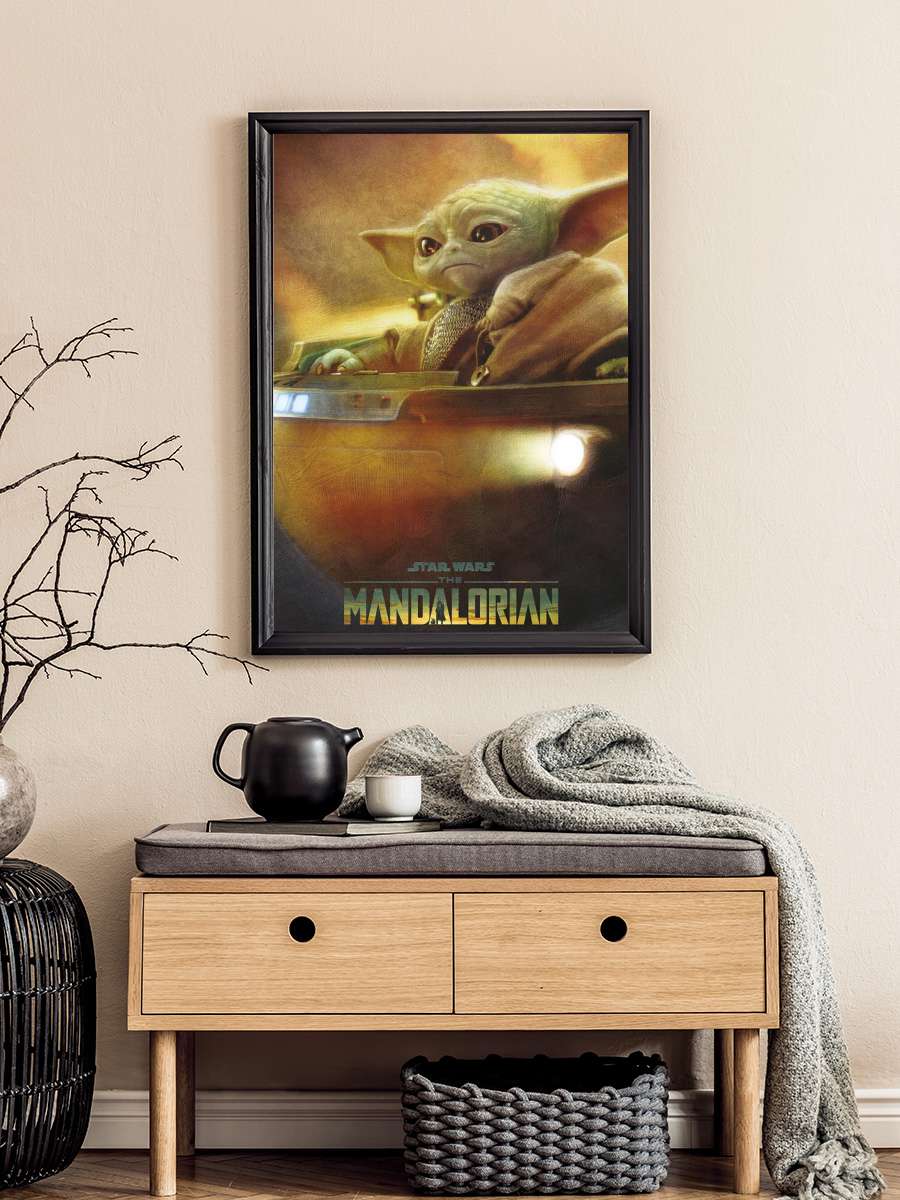 Star Wars: The Mandalorian - Grogu Pod Film Poster Tablo Siyah Çerçeveli Yüksek Kalite Film Duvar Tablo