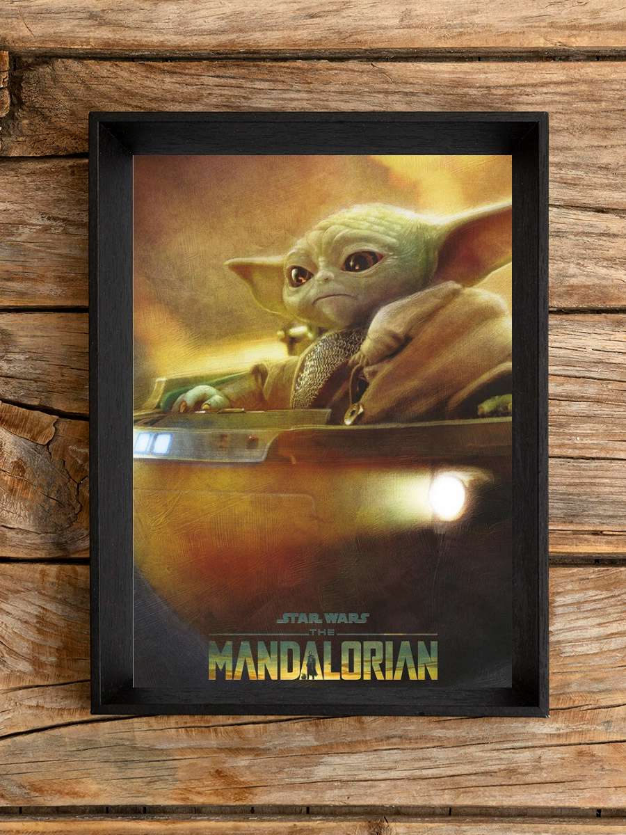 Star Wars: The Mandalorian - Grogu Pod Film Poster Tablo Siyah Çerçeveli Yüksek Kalite Film Duvar Tablo