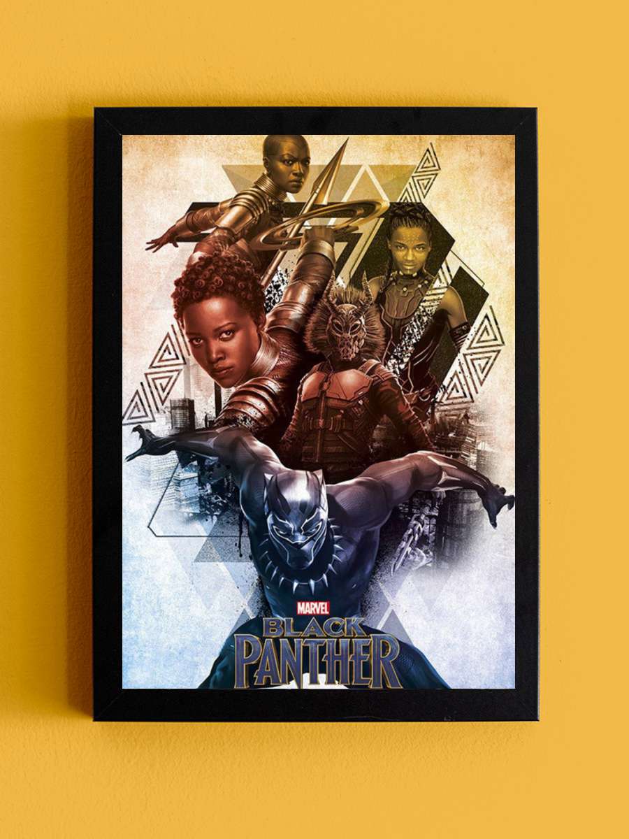 Marvel - Black Panther Film Poster Tablo Siyah Çerçeveli Yüksek Kalite Film Duvar Tablo