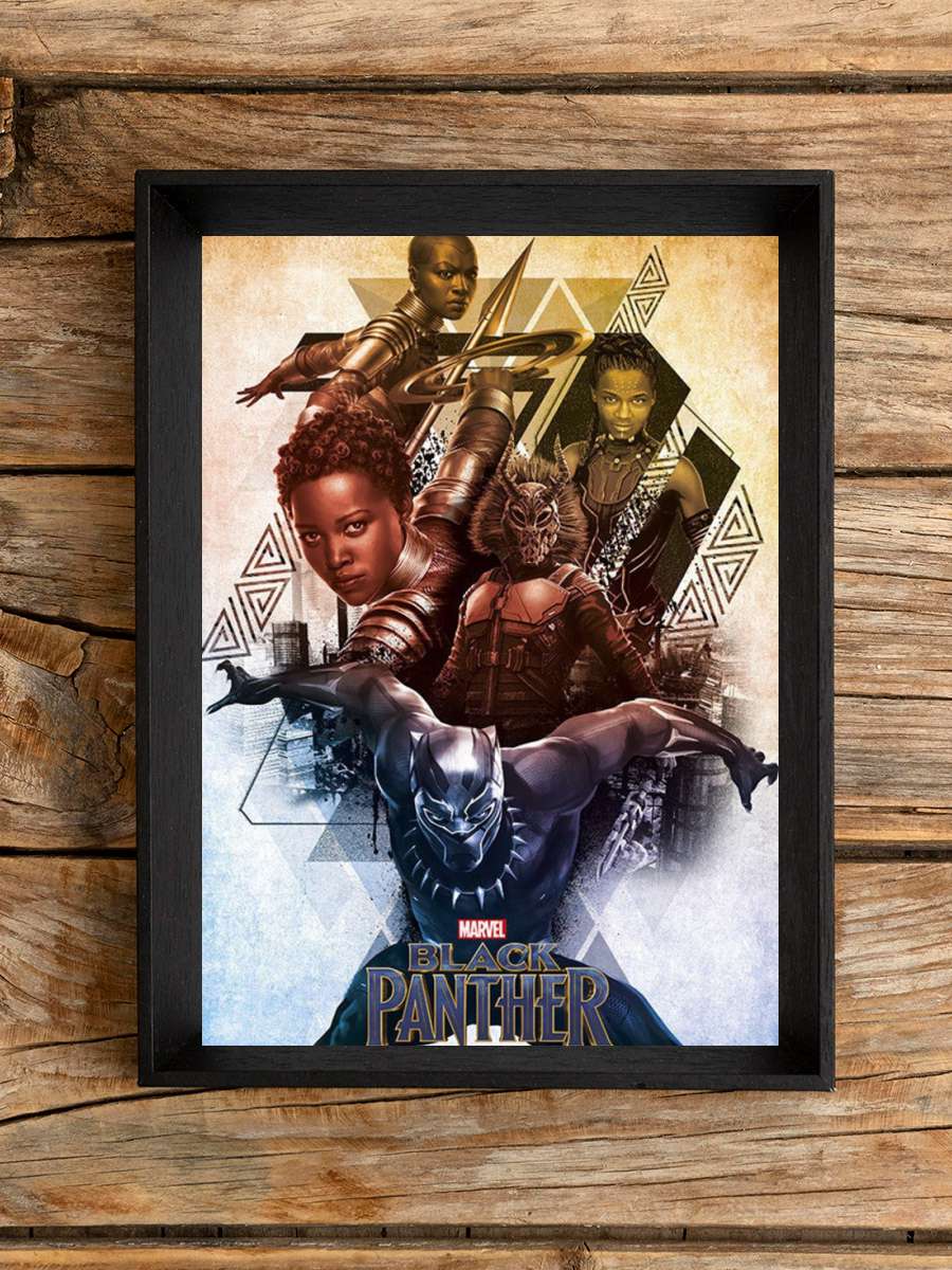 Marvel - Black Panther Film Poster Tablo Siyah Çerçeveli Yüksek Kalite Film Duvar Tablo