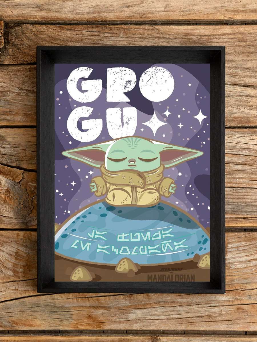 Star Wars: The Mandalorian - Cute Grogu Film Poster Tablo Siyah Çerçeveli Yüksek Kalite Film Duvar Tablo