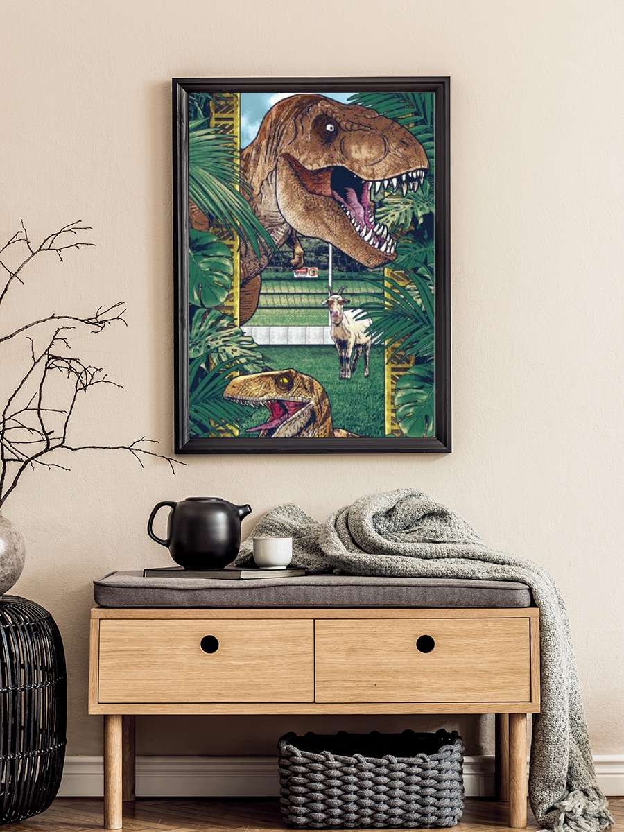 Jurassic Park Film Poster Tablo Siyah Çerçeveli Yüksek Kalite Film Duvar Tablo