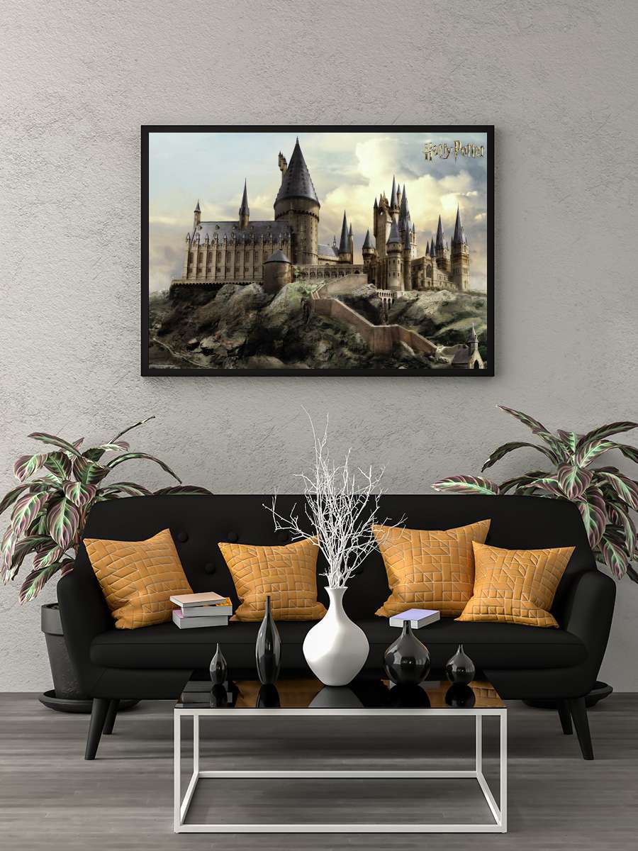 Harry Potter - Hogwarts Film Poster Tablo Siyah Çerçeveli Yüksek Kalite Film Duvar Tablo