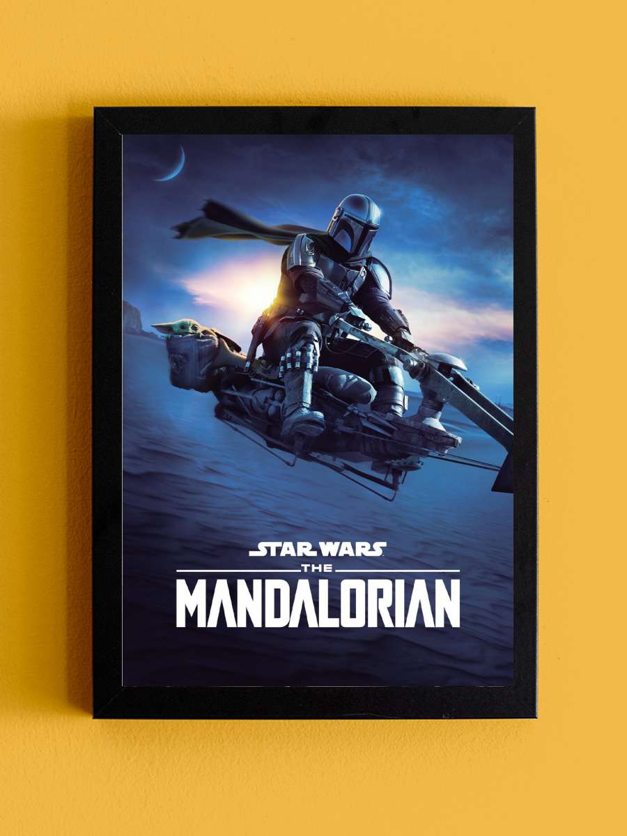 Star Wars: The Mandalorian - Speeder Bike 2 Film Poster Tablo Siyah Çerçeveli Yüksek Kalite Film Duvar Tablo