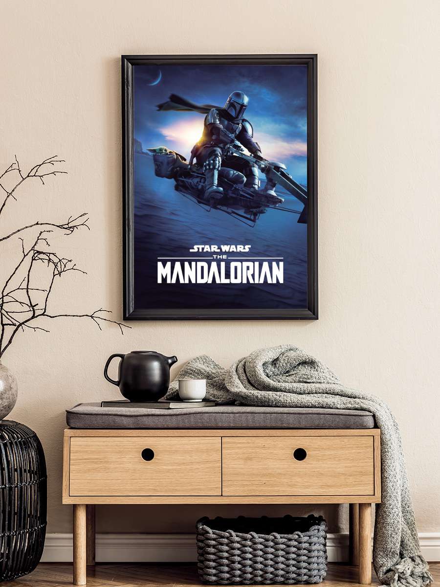 Star Wars: The Mandalorian - Speeder Bike 2 Film Poster Tablo Siyah Çerçeveli Yüksek Kalite Film Duvar Tablo