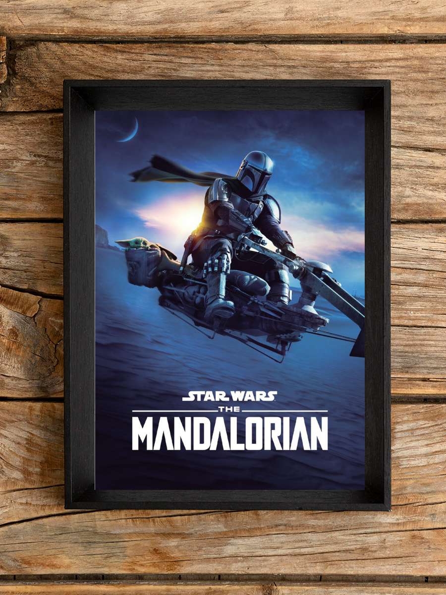 Star Wars: The Mandalorian - Speeder Bike 2 Film Poster Tablo Siyah Çerçeveli Yüksek Kalite Film Duvar Tablo