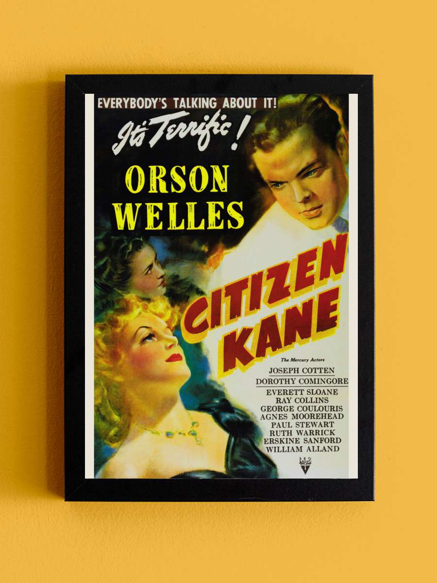 Citizen Kane, Orson Welles … (Vintage Cinema / Retro… Film Poster Tablo Siyah Çerçeveli Yüksek Kalite Film Duvar Tablo