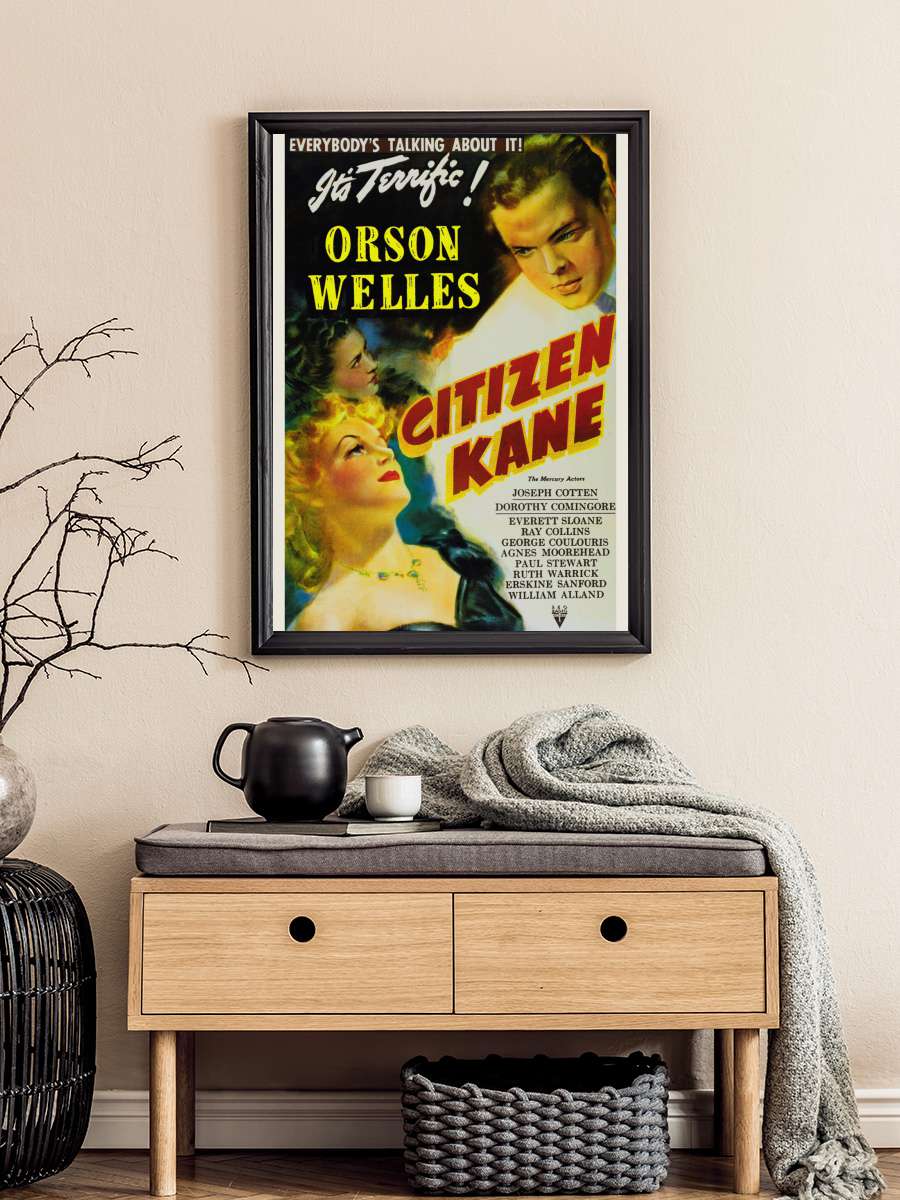 Citizen Kane, Orson Welles … (Vintage Cinema / Retro… Film Poster Tablo Siyah Çerçeveli Yüksek Kalite Film Duvar Tablo