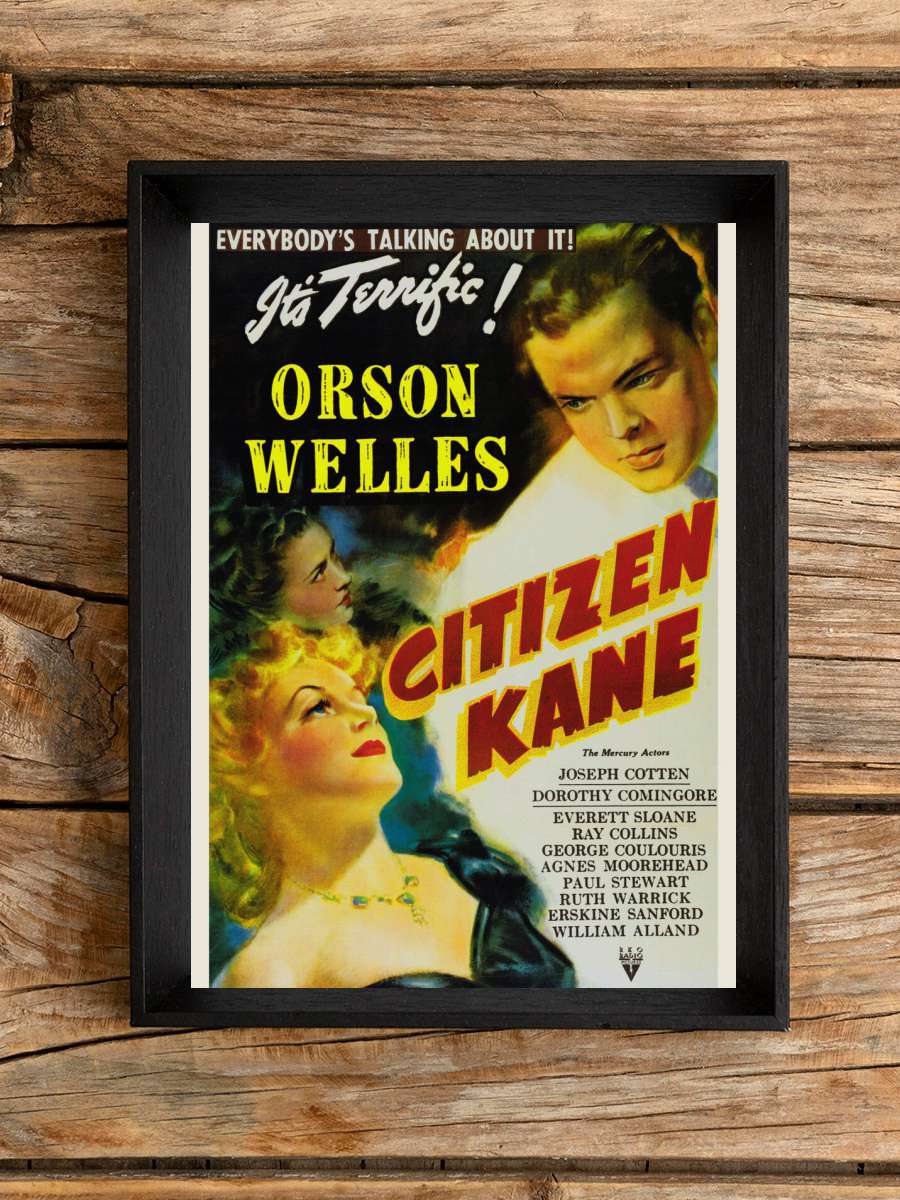 Citizen Kane, Orson Welles … (Vintage Cinema / Retro… Film Poster Tablo Siyah Çerçeveli Yüksek Kalite Film Duvar Tablo