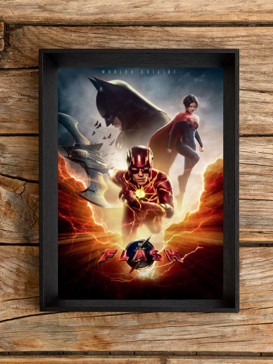 The Flash - Worlds Colllide Film Poster Tablo Siyah Çerçeveli Yüksek Kalite Film Duvar Tablo