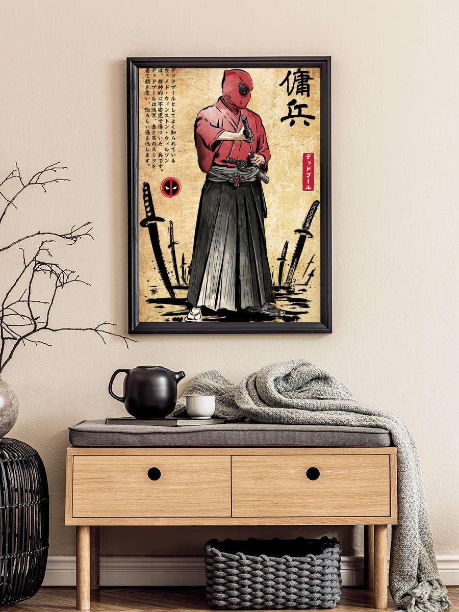 Red Ronin WOODBLOCK Film Poster Tablo Siyah Çerçeveli Yüksek Kalite Film Duvar Tablo