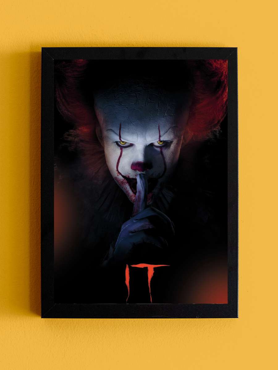 IT-Pennywise Film Poster Tablo Siyah Çerçeveli Yüksek Kalite Film Duvar Tablo