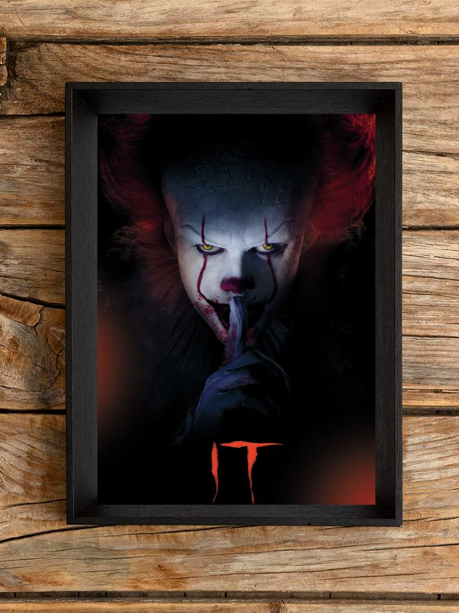 IT-Pennywise Film Poster Tablo Siyah Çerçeveli Yüksek Kalite Film Duvar Tablo