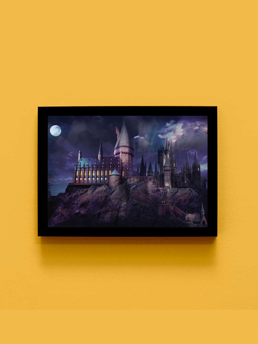 Harry Potter - Hogwarts night Film Poster Tablo Siyah Çerçeveli Yüksek Kalite Film Duvar Tablo