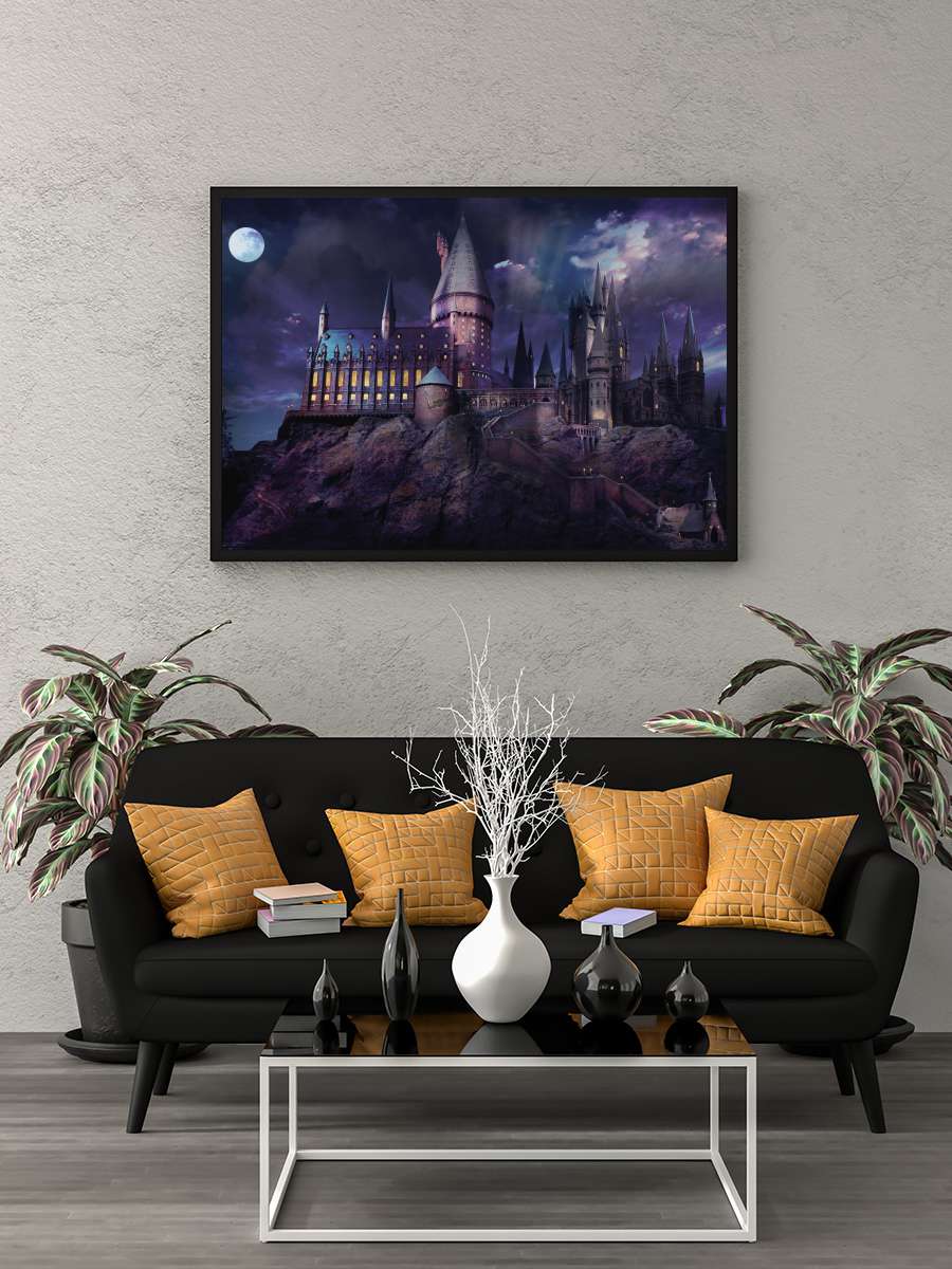 Harry Potter - Hogwarts night Film Poster Tablo Siyah Çerçeveli Yüksek Kalite Film Duvar Tablo