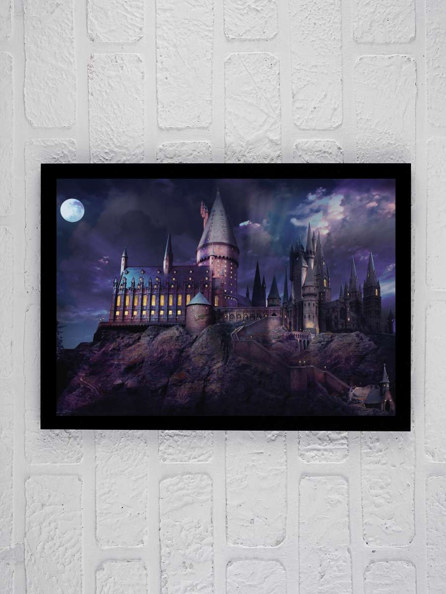 Harry Potter - Hogwarts night Film Poster Tablo Siyah Çerçeveli Yüksek Kalite Film Duvar Tablo