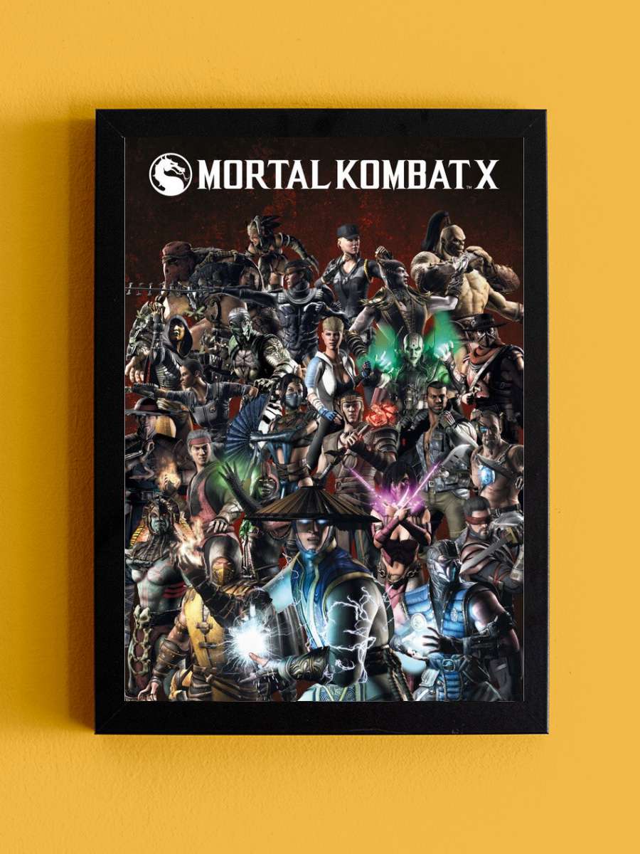 Mortal Kombat X Film Poster Tablo Siyah Çerçeveli Yüksek Kalite Film Duvar Tablo