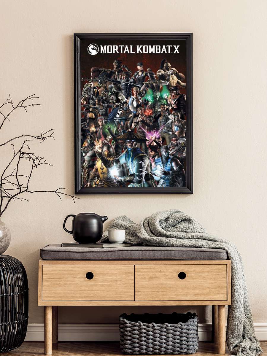 Mortal Kombat X Film Poster Tablo Siyah Çerçeveli Yüksek Kalite Film Duvar Tablo