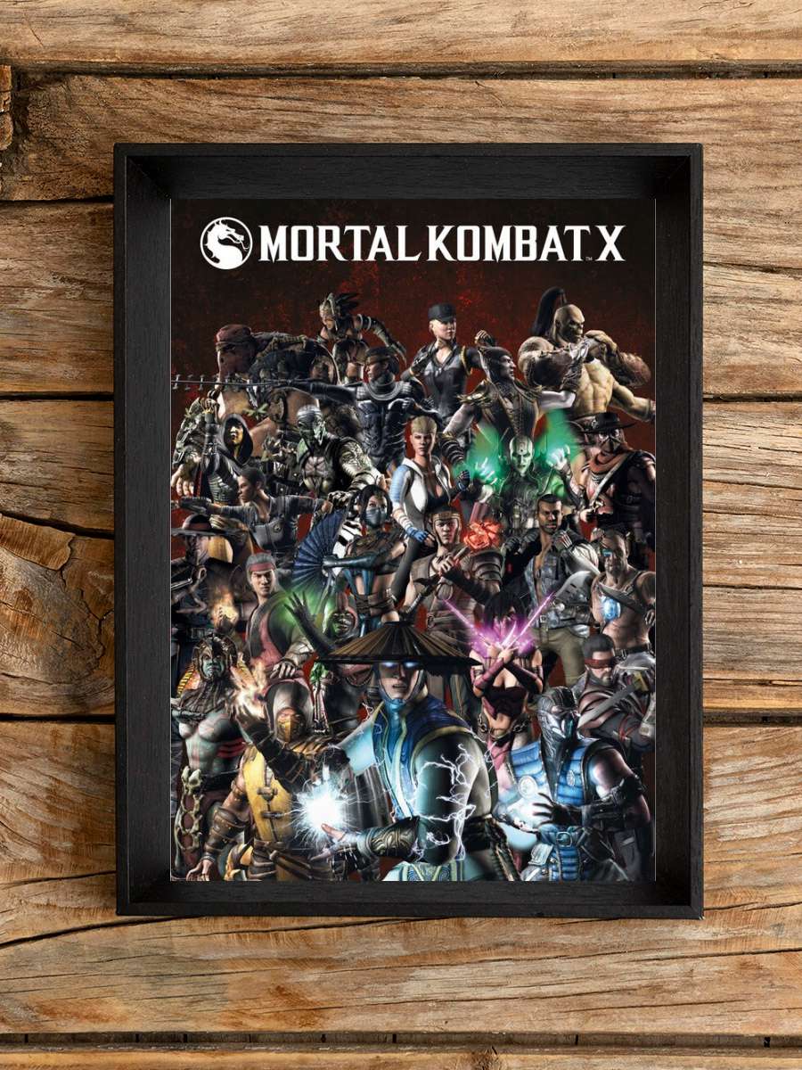 Mortal Kombat X Film Poster Tablo Siyah Çerçeveli Yüksek Kalite Film Duvar Tablo