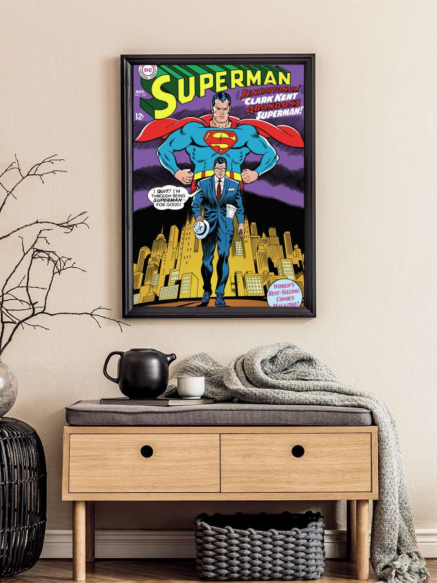 Superman Core - Clark Kent Film Poster Tablo Siyah Çerçeveli Yüksek Kalite Film Duvar Tablo