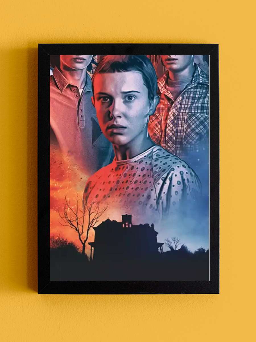 Stranger Things Film Poster Tablo Siyah Çerçeveli Yüksek Kalite Film Duvar Tablo