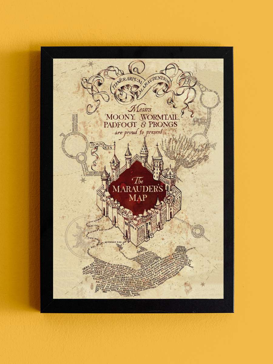 Harry Potter - Marauder's Map Film Poster Tablo Siyah Çerçeveli Yüksek Kalite Film Duvar Tablo