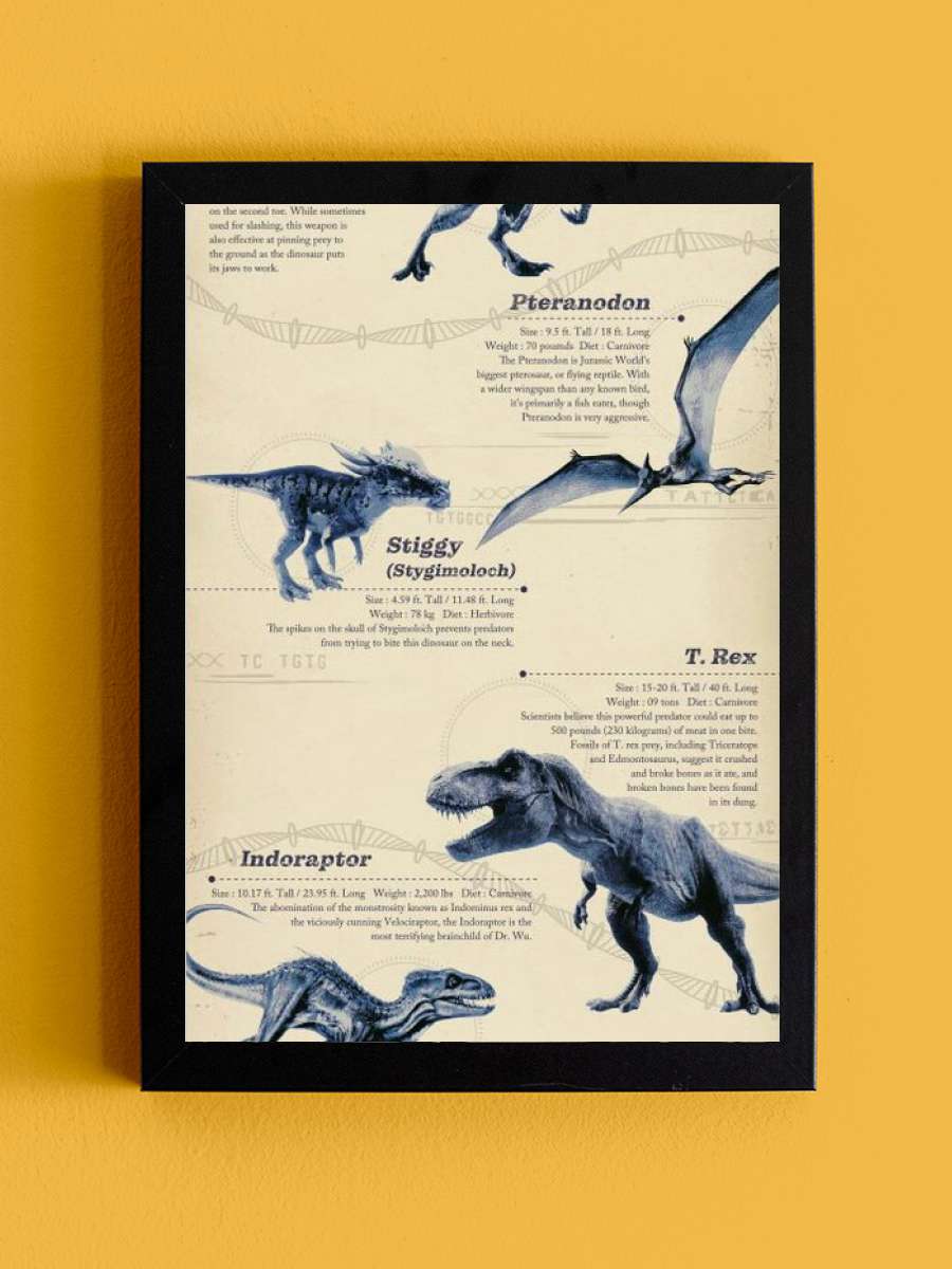 Jurassic World Film Poster Tablo Siyah Çerçeveli Yüksek Kalite Film Duvar Tablo