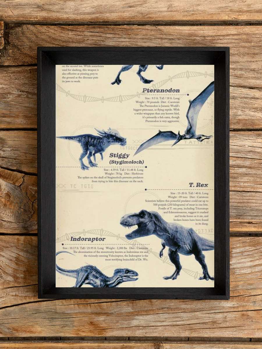 Jurassic World Film Poster Tablo Siyah Çerçeveli Yüksek Kalite Film Duvar Tablo