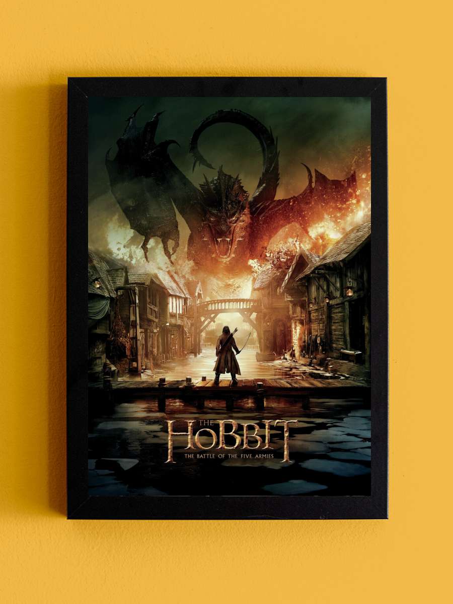 Hobit - Smaug Film Poster Tablo Siyah Çerçeveli Yüksek Kalite Film Duvar Tablo