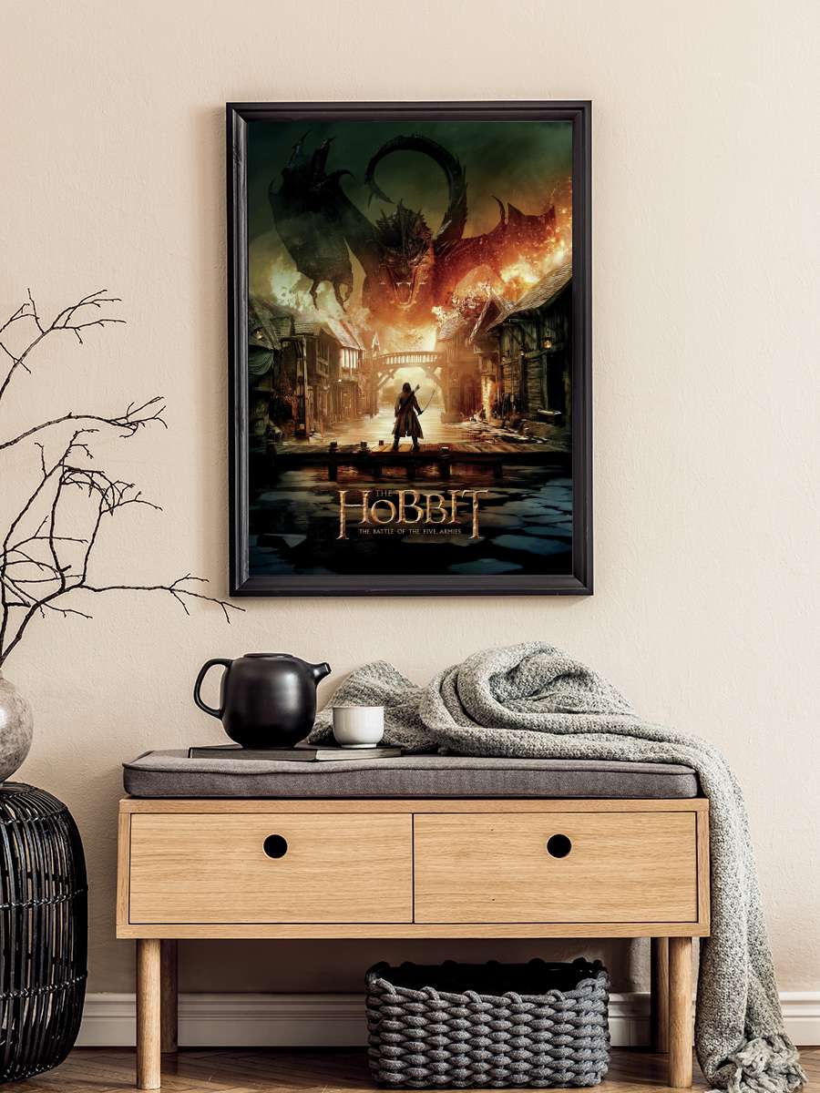 Hobit - Smaug Film Poster Tablo Siyah Çerçeveli Yüksek Kalite Film Duvar Tablo